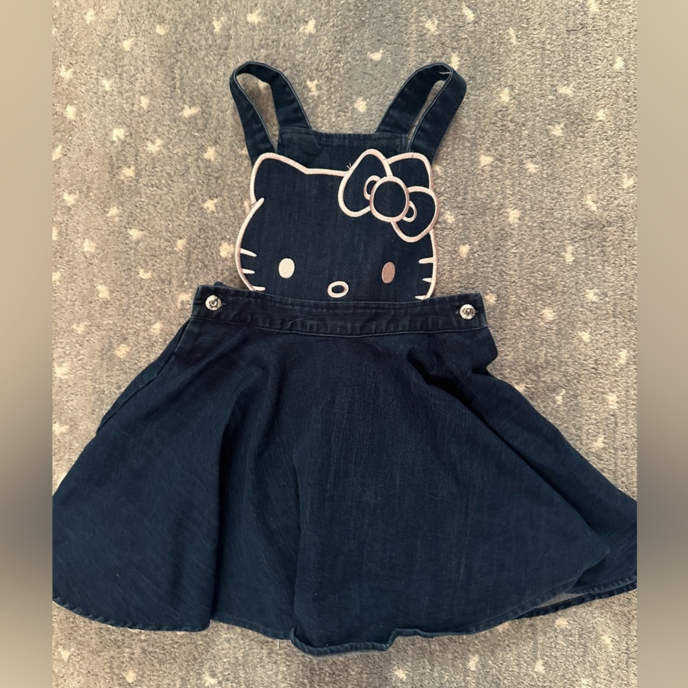 Hello Kitty denim and pink overall coverall dress size 5